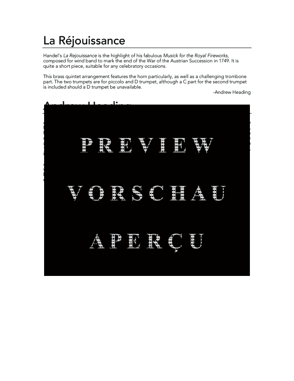 Produktgalerie: Seite 4 von 11 La Rejouissance, , (Blechbläser Quintett)