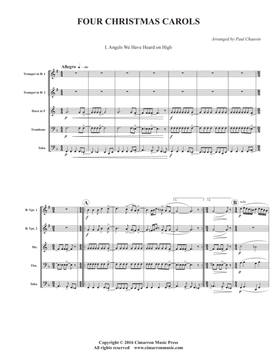 Produktbild zu: Four Christmas Carols Traditional (arr. Paul Chauvin)