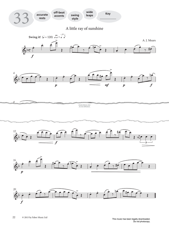 Product gallery: Page 1 of 1 Study No.33 A Little Ray Of Sunshine (from 'More Graded Studies For Flute Book One'), AJ Mears