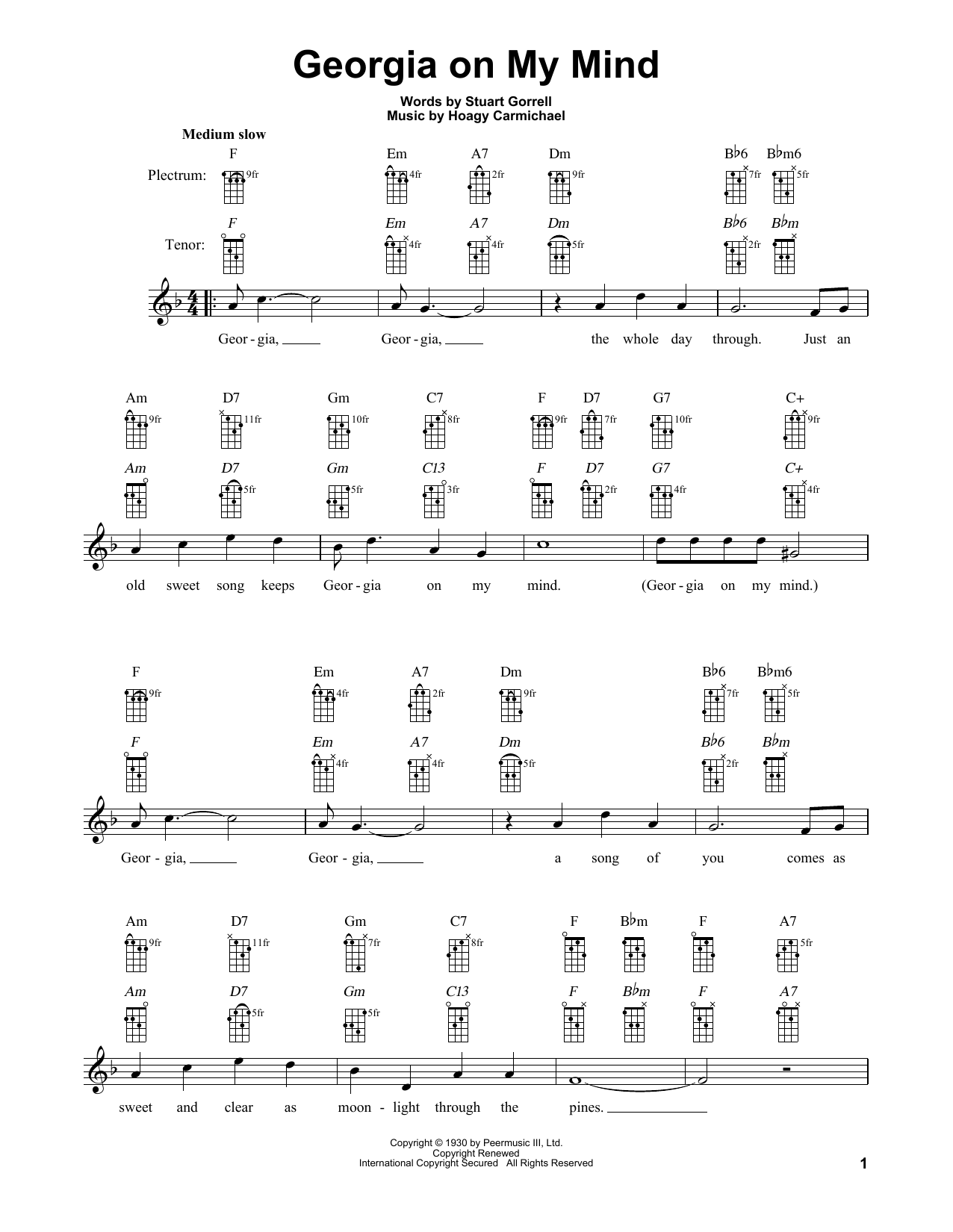 Produktgalerie: Seite 1 von 1 Georgia On My Mind, Hoagy Carmichael, Banjo