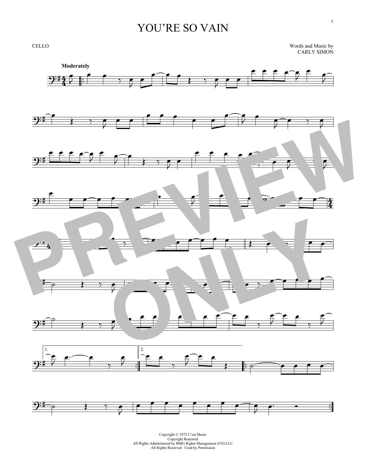 Produktgalerie: Seite 1 von 1 You're So Vain, Carly Simon, Violoncello