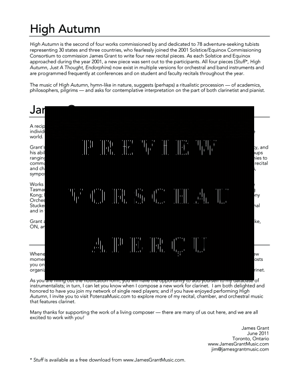 Product gallery: Page 4 of 11 High Autumn, , (clarinet in Bb and piano)