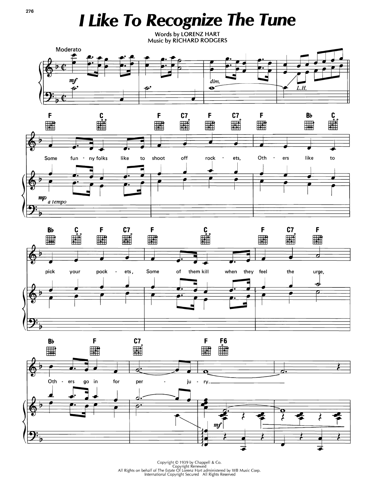 Product picture to: I Like To Recognize The Tune (from Too Many Girls)