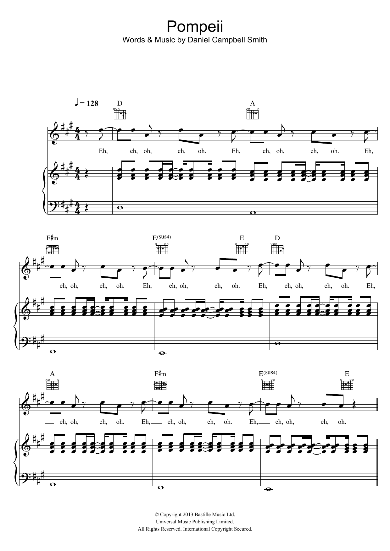 Produktgalerie: Seite 1 von 1 Pompeii, Bastille, Gesang, Gitarre, Klavier