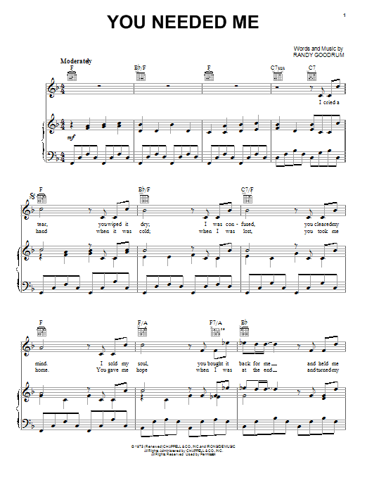 Produktgalerie: Seite 1 von 1 You Needed Me, Anne Murray, Gesang, Gitarre, Klavier