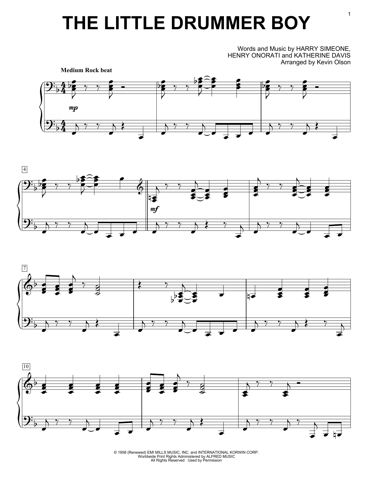 Produktgalerie: Seite 1 von 1 The Little Drummer Boy (arr. Kevin Olson), Gloria Gaynor, Klavier