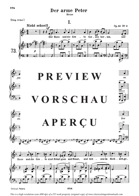 Product gallery: Page 2 of 5 Der arme Peter, Op.53 No.3, , Medium Voice and Piano