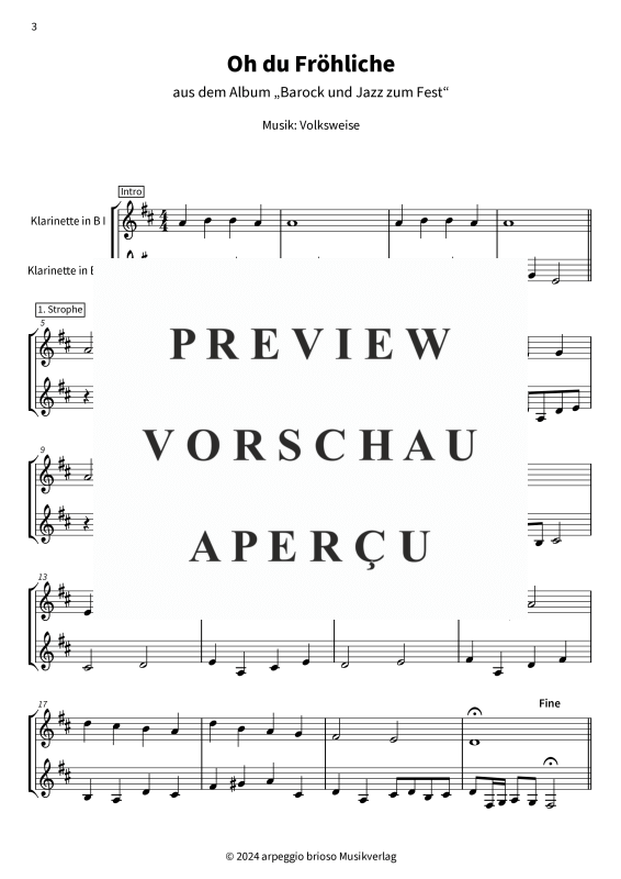 Product gallery: Page 1 of 8 Oh du Fröhliche - aus dem Album Barock und Jazz zum Fest, , (Duet 2x clarinet in Bb)