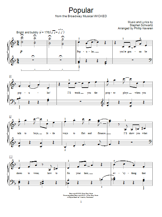Produktbild zu: Popular (from Wicked) (arr. Phillip Keveren)