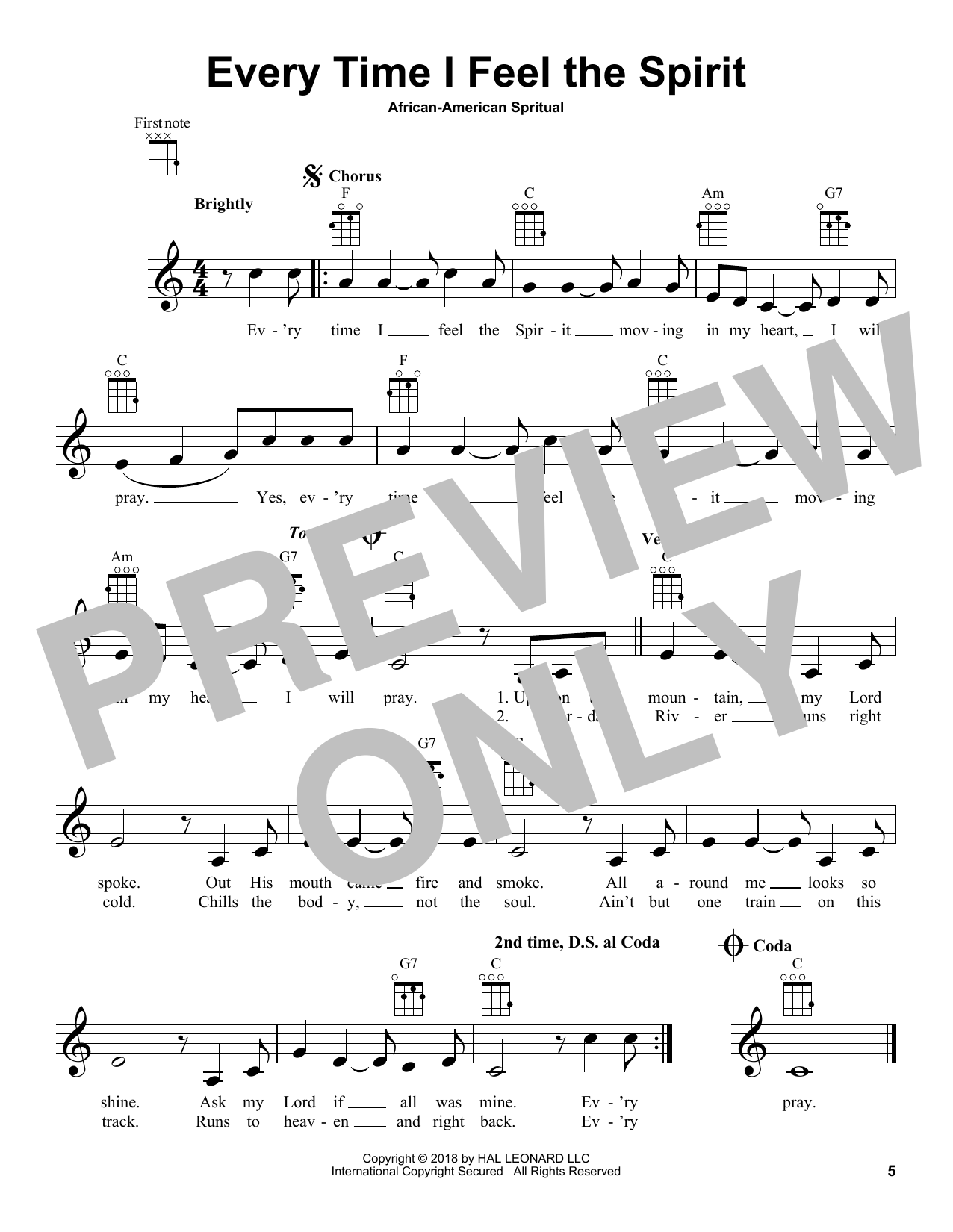 Product gallery: Page 1 of 1 Every Time I Feel The Spirit, African-American Spiritual
