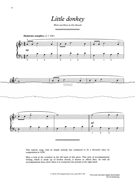 Produktgalerie: Seite 1 von 1 Little Donkey, Eric Boswell, Klavier