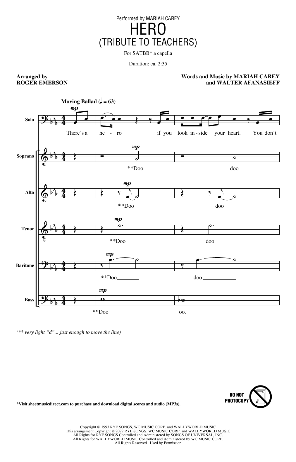 Product picture to: Hero (Tribute To Teachers) (arr. Roger Emerson)