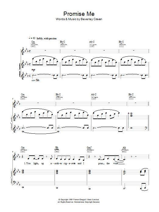 Produktgalerie: Seite 1 von 1 Promise Me, Beverley Craven, Gesang, Gitarre, Klavier