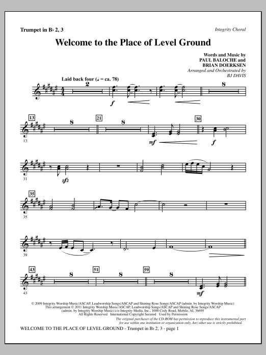 Produktgalerie: Seite 1 von 1 Welcome To The Place Of Level Ground - Trumpet 2 & 3, BJ Davis, Chor