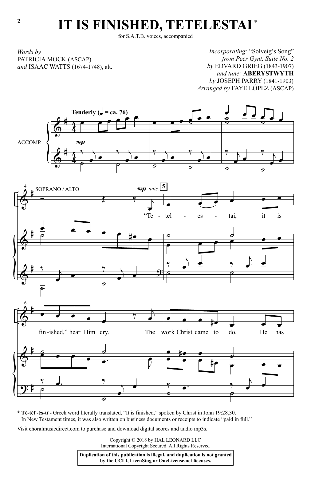 Product picture to: It Is Finished, Tetelestai (arr. Faye Lopez)