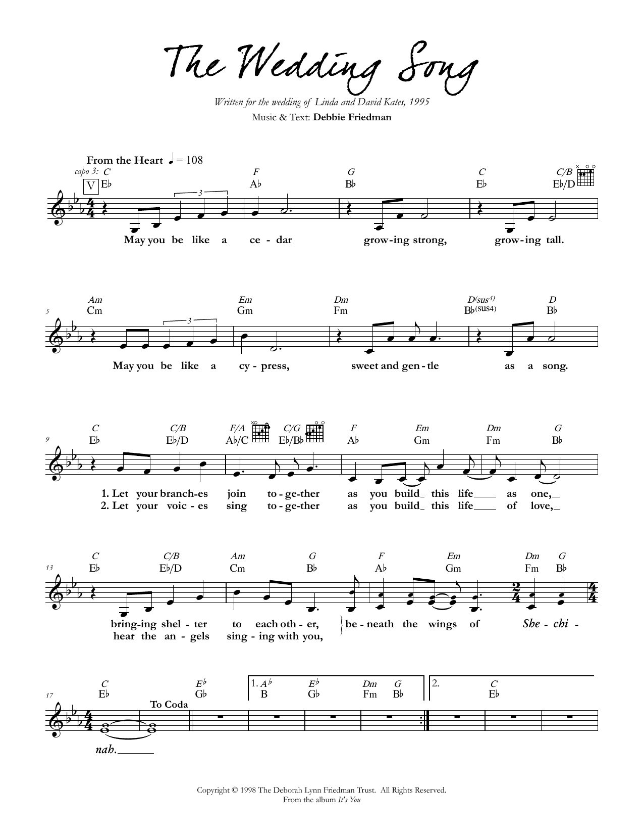 Product gallery: Page 1 of 1 The Wedding Song, Debbie Friedman