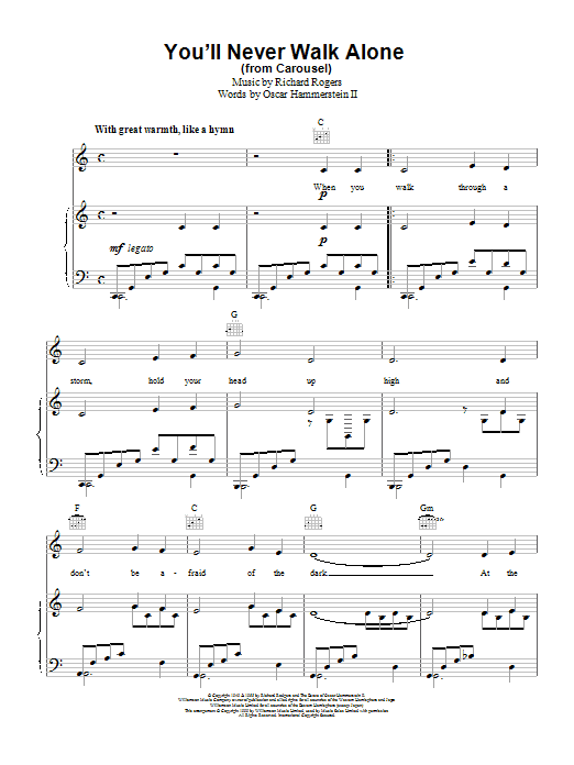 Produktgalerie: Seite 1 von 1 You'll Never Walk Alone (from Carousel), Rodgers & Hammerstein, Gesang, Gitarre, Klavier