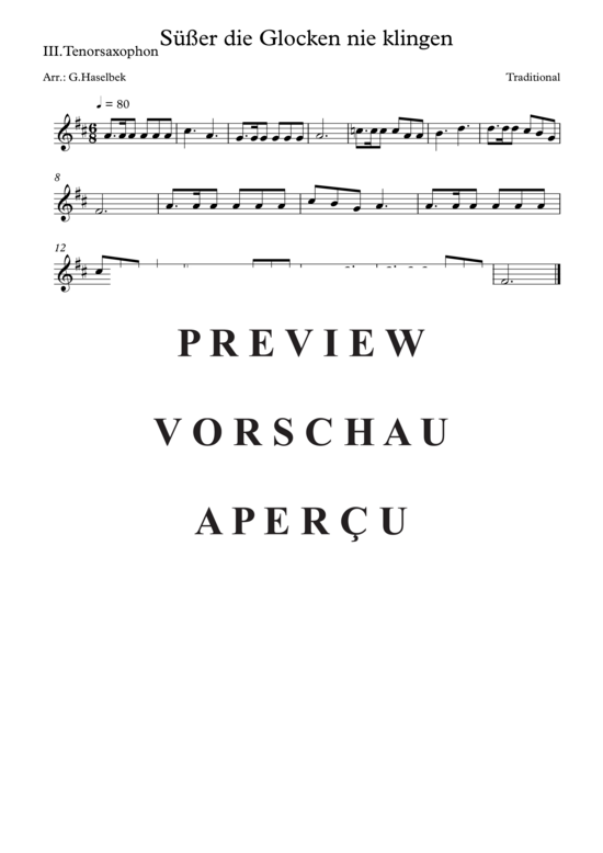 Product gallery: Page 5 of 6 Süßer die Glocken nie klingen , , (Saxophone Quartet AATB)
