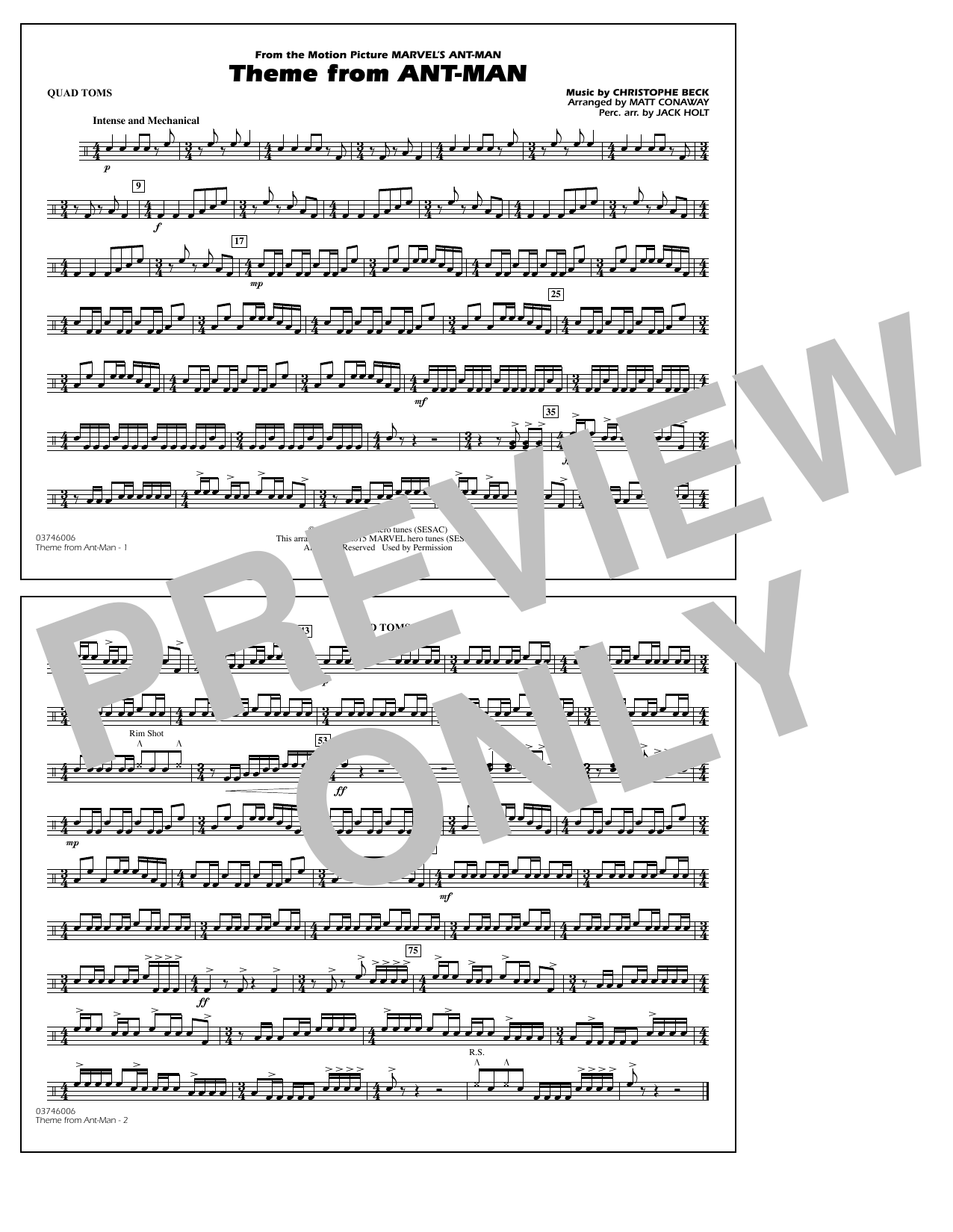 Product picture to: Theme from Ant-Man (Arr. Matt Conaway) - Quad Toms