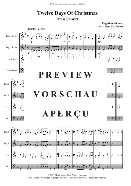 gallery: Twelve Days Of Christmas , , (Brass quartet)