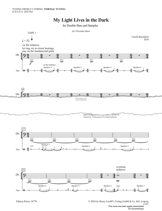 Produktgalerie: Seite 1 von 1 My Light Lives In The Dark, Carola Bauckholt, Kontrabass