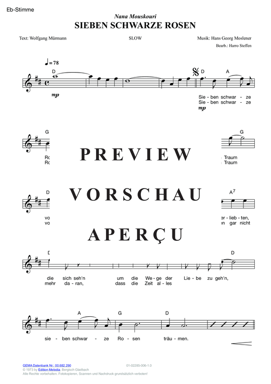 gallery: Sieben schwarze Rosen , Mouskouri, Nana, (Melodie-Stimmen in C/B/Es)