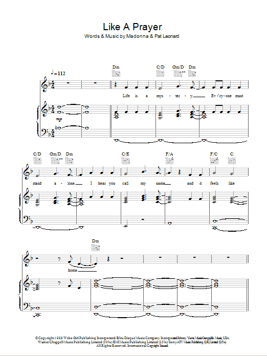 Produktgalerie: Seite 1 von 1 Like A Prayer, Madonna, Gesang, Gitarre, Klavier