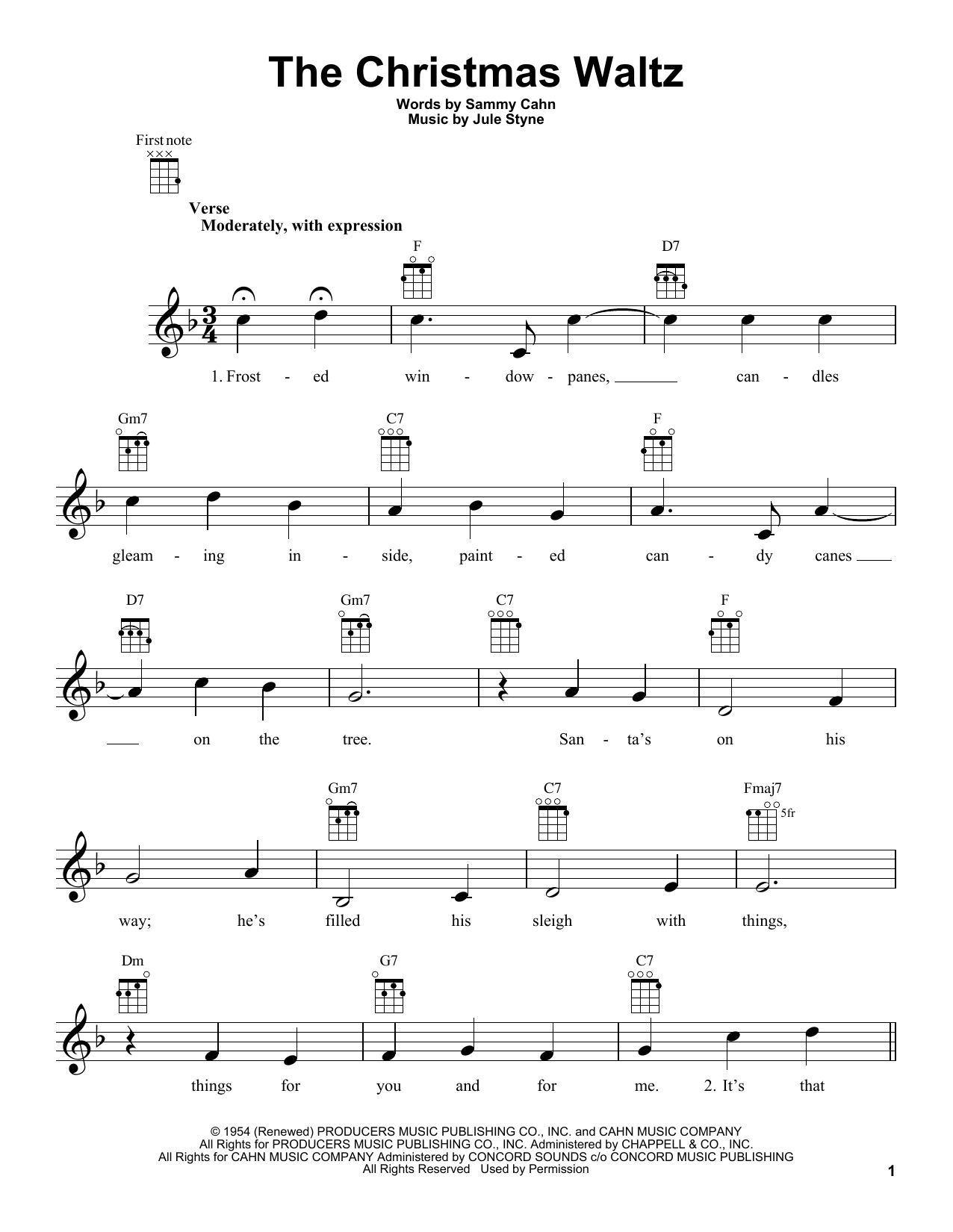 Product gallery: Page 1 of 1 The Christmas Waltz, Sammy Cahn