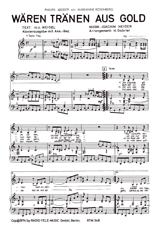 Produktbild zu: Wären Tränen aus GoldMarianne Rosenberg