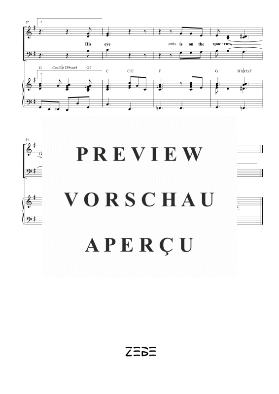 Produktgalerie: Seite 11 von 11 His Eye Is On the Sparrow, , Gemischter Chor SAB, Solo und Klavier