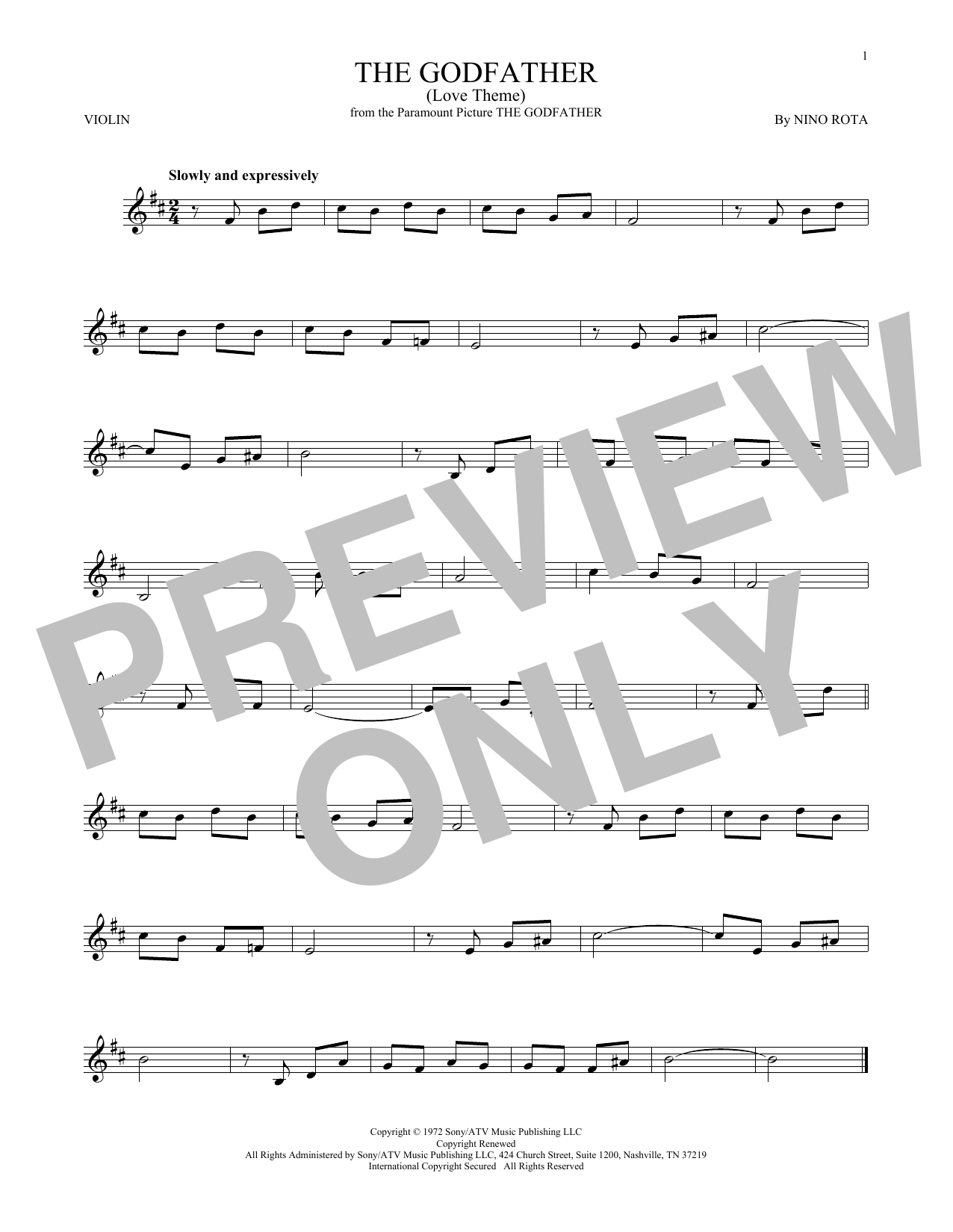 Product gallery: Page 1 of 1 The Godfather (Love Theme), Nino Rota