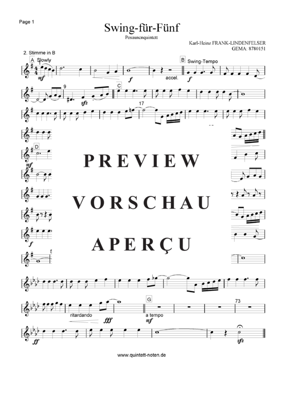 Product gallery: Page 7 of 14 Swing für Fünf , , (Trombone/Tenor Horn Quintet)