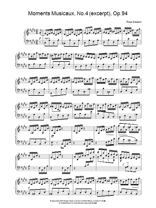 Product gallery: Page 1 of 1 Moments Musicaux, No.4 (excerpt), Op.94, Franz Schubert