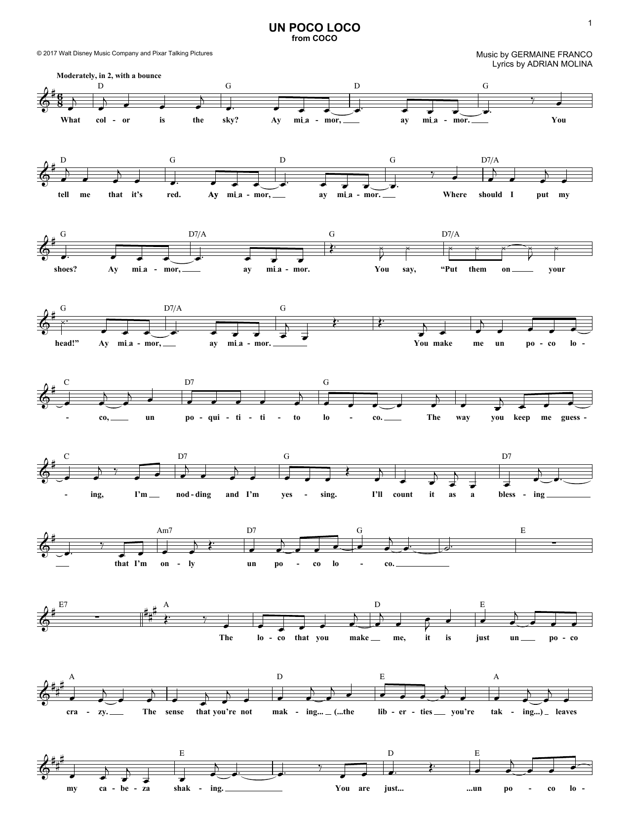 Produktbild zu: Un Poco Loco (from Coco)