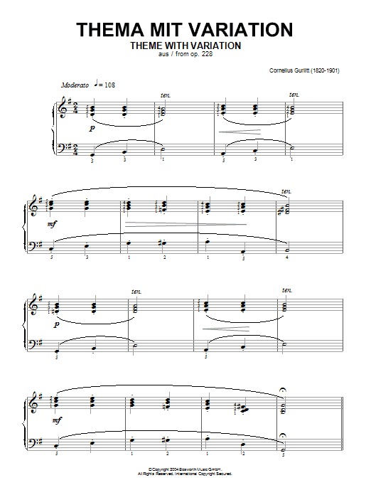 Product gallery: Page 1 of 1 Theme With Variation, From Op.228, Cornelius Gurlitt