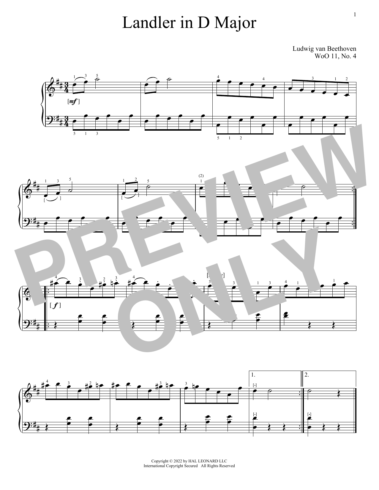 Product picture to: Landler In D Minor, WoO 11, No. 4