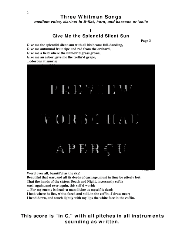 Produktgalerie: Seite 5 von 11 Three Whitman Songs, , (Gemischtes Ensemble Holzbläser, Cello und Mittlere Stimme)