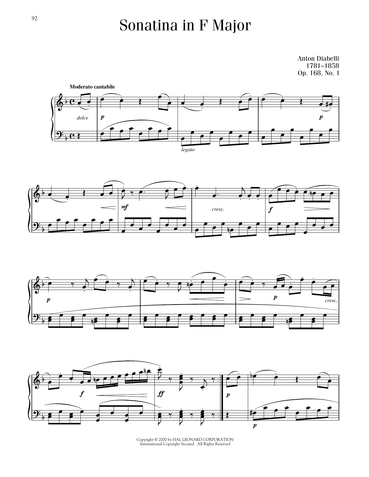 Produktbild zu: Sonatina in F, Op. 168, No. 1