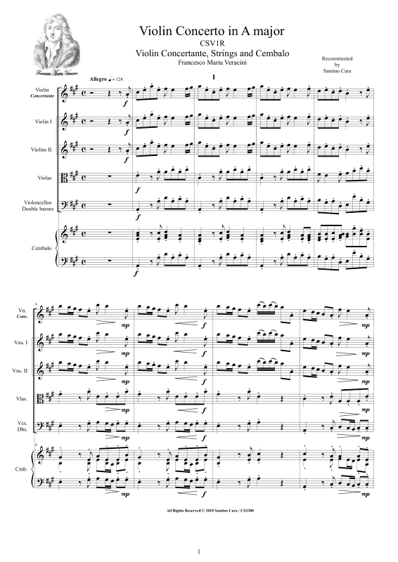 Product picture to: Violin Konzert in A-DurFrancesco Maria Veracini