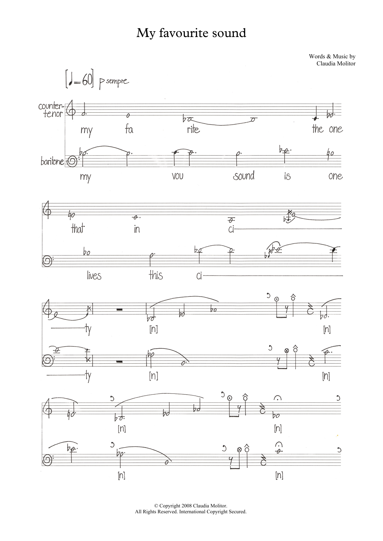 Produktbild zu: My favourite sound (for counter-tenor and baritone)