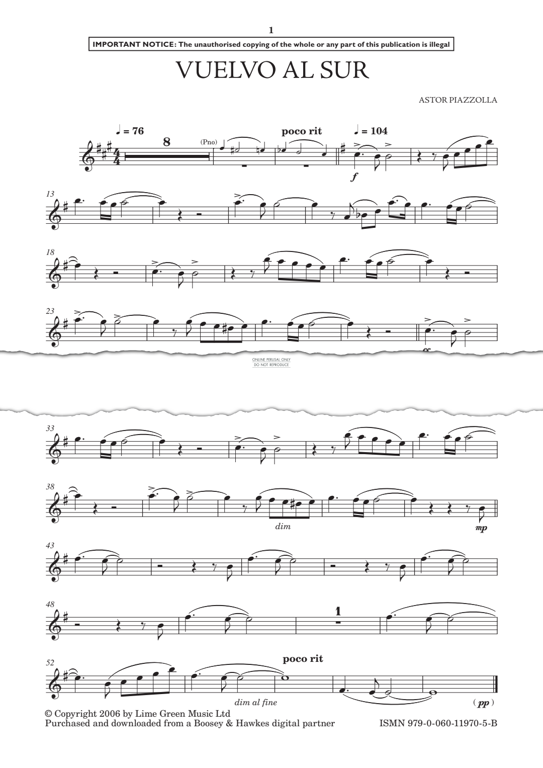 Produktgalerie: Seite 1 von 1 Vuelvo al Sur, Astor Piazzolla, Klavier, Saxophon