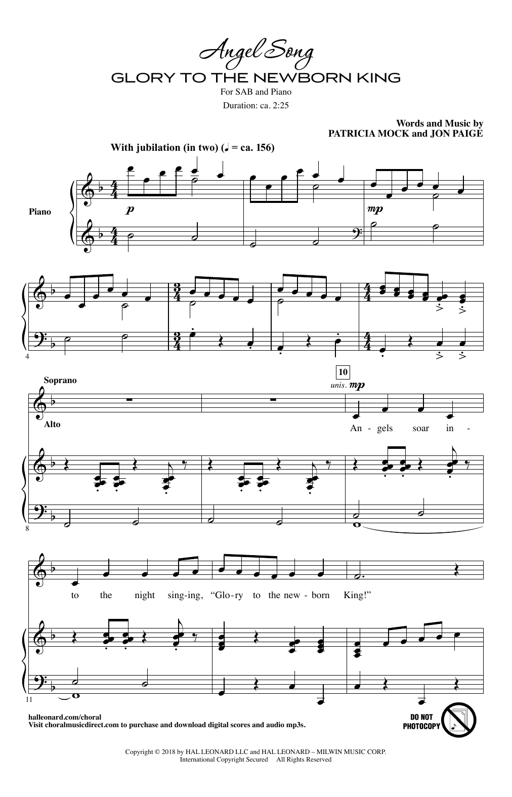 Product gallery: Page 1 of 1 Angel Song (Glory To The Newborn King), Patricia Mock