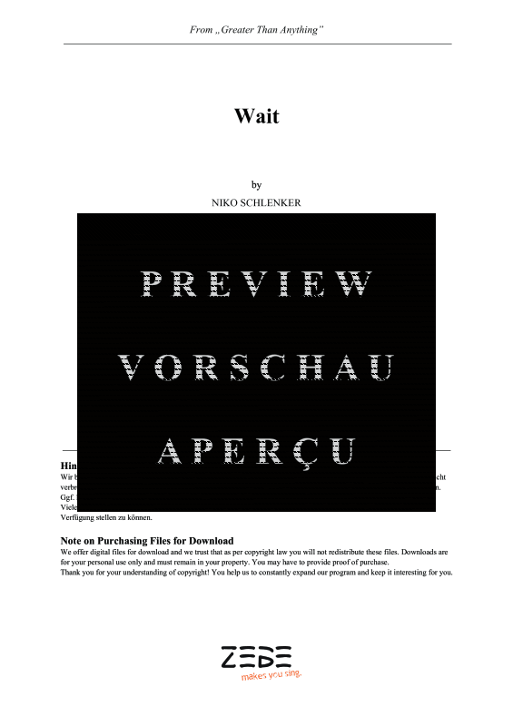 gallery: Wait, , Gemischter Chor SAM/Solo opt. und Klavier