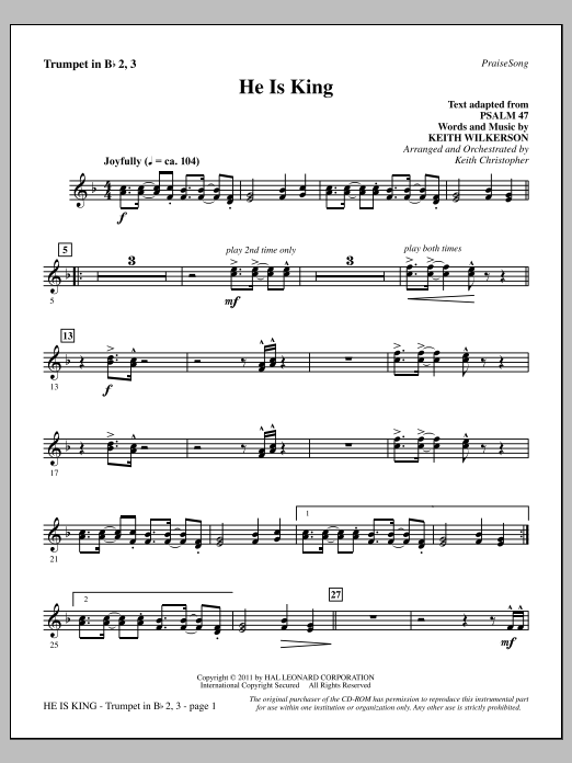 Produktgalerie: Seite 1 von 1 He Is King - Bb Trumpet 2,3, Keith Wilkerson, Chor