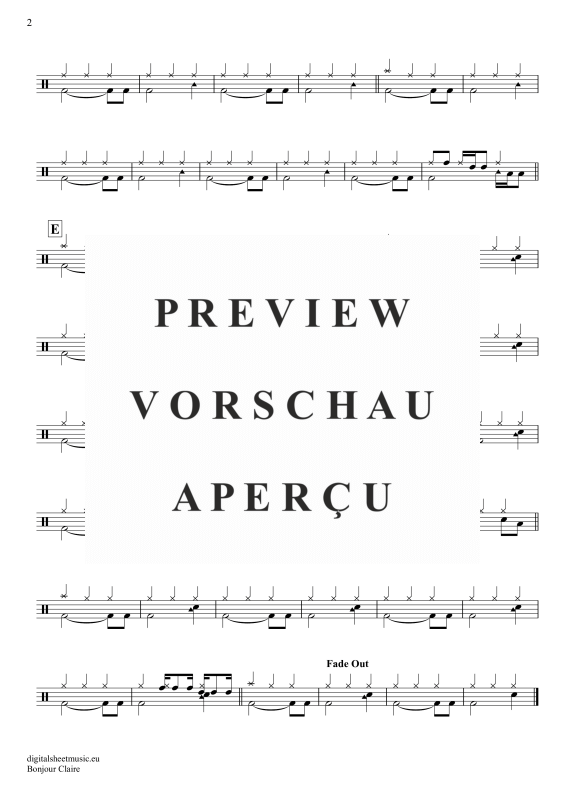 Product gallery: Page 3 of 3 Bonjour Claire, Traditional, (Drums)