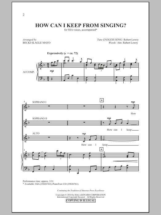 Product gallery: Page 1 of 1 How Can I Keep From Singing?, Becki Slagle Mayo