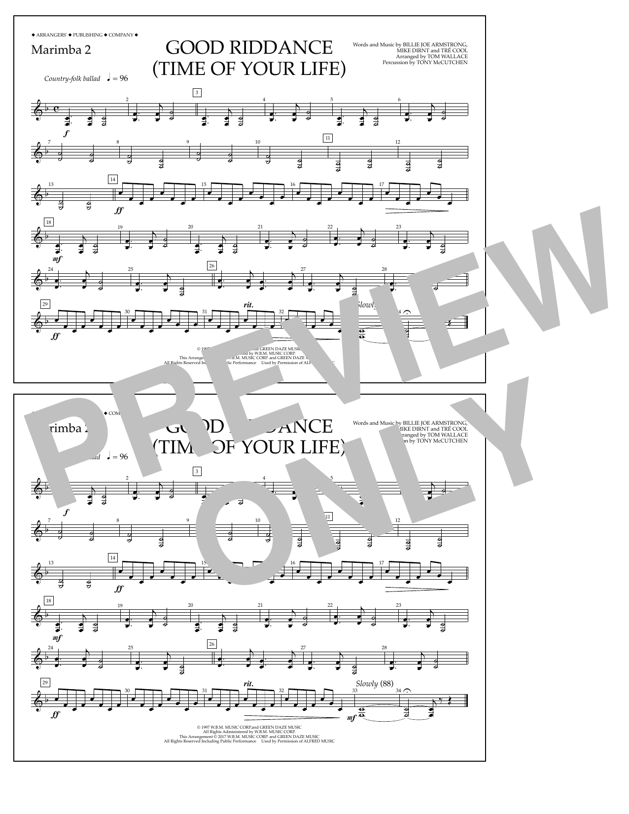 Product picture to: Good Riddance (Time of Your Life) - Marimba 2