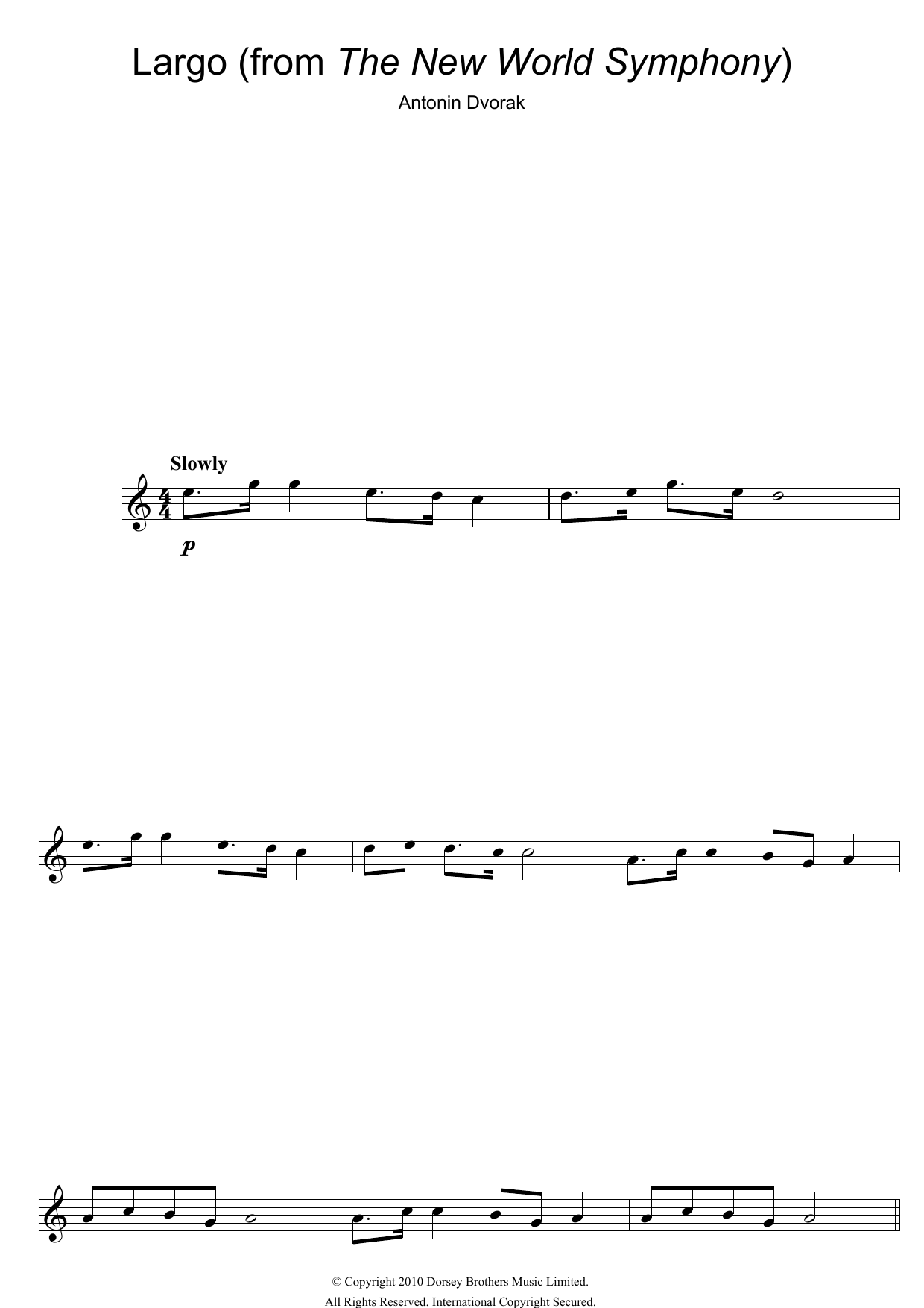 Product gallery: Page 1 of 1 Largo (from The New World), Antonín Dvorák