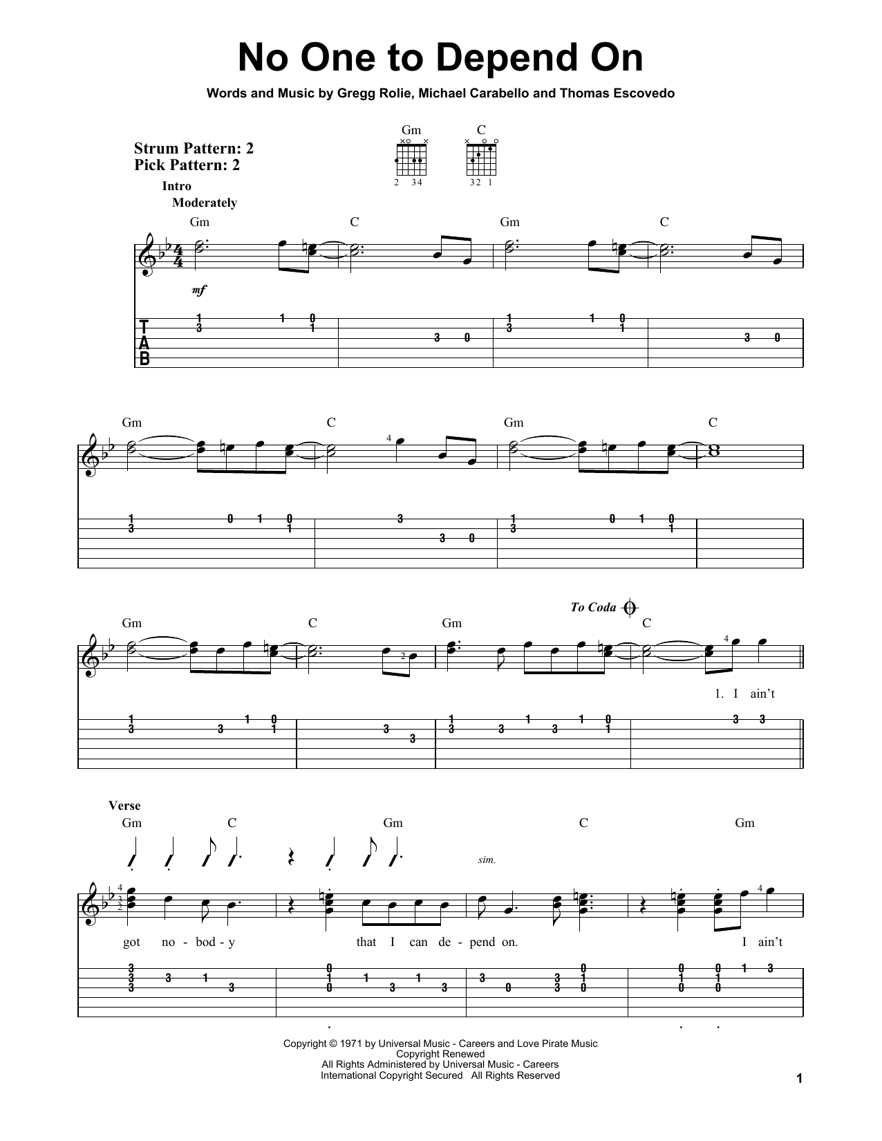 Product gallery: Page 1 of 1 No One To Depend On, Santana