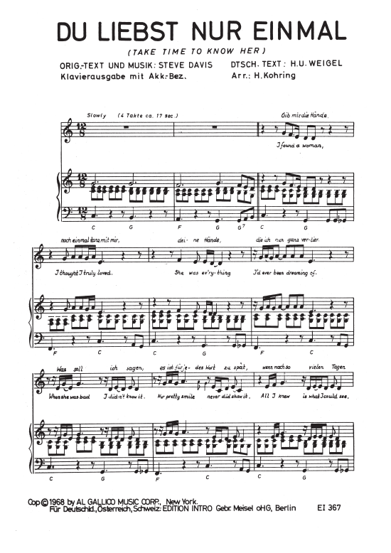 Produktgalerie: Seite 1 von 4 Du liebst nur einmal (Take Time To Know Her), Silvester, 	Erik, Klavier und Gesang